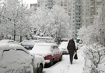 В последний день марта на Владикавказ обрушился снегопад