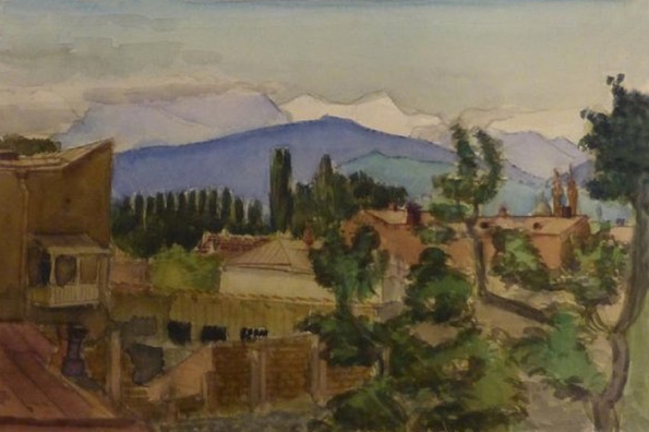 Вид на горные хребты из Владикавказа